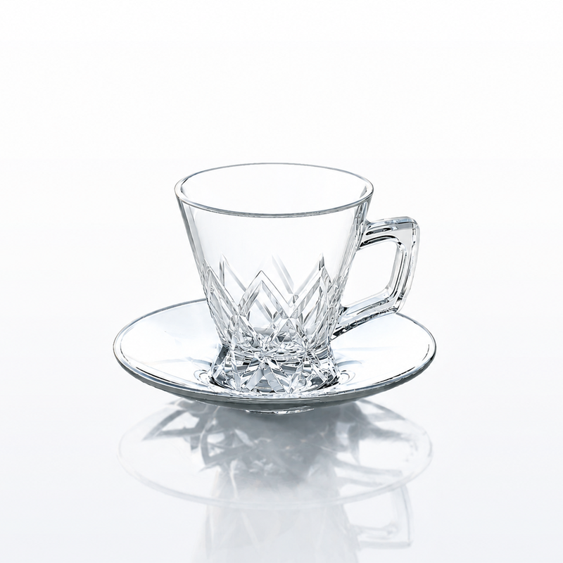 Toyo Sasaki Rain Istikan Tea Glass & Saucer Set 100 ml (12 Pieces)- Al Makaan Store