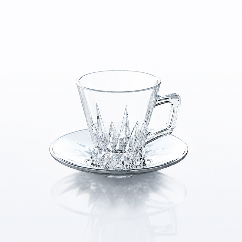 Toyo Sasaki River Istikan Tea Glass & Saucer Set 100 ml (12 Pieces)- Al Makaan Store