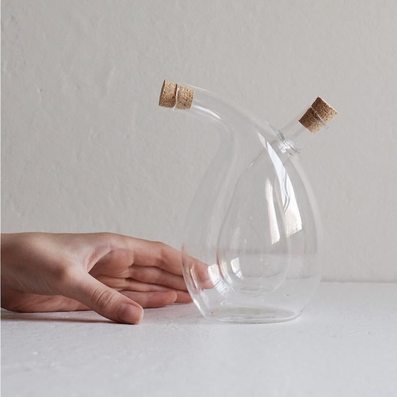 Vague 2 in 1 Oil and Vinegar Glass Bottle 100 ml / 360 ml - Al Makaan Store