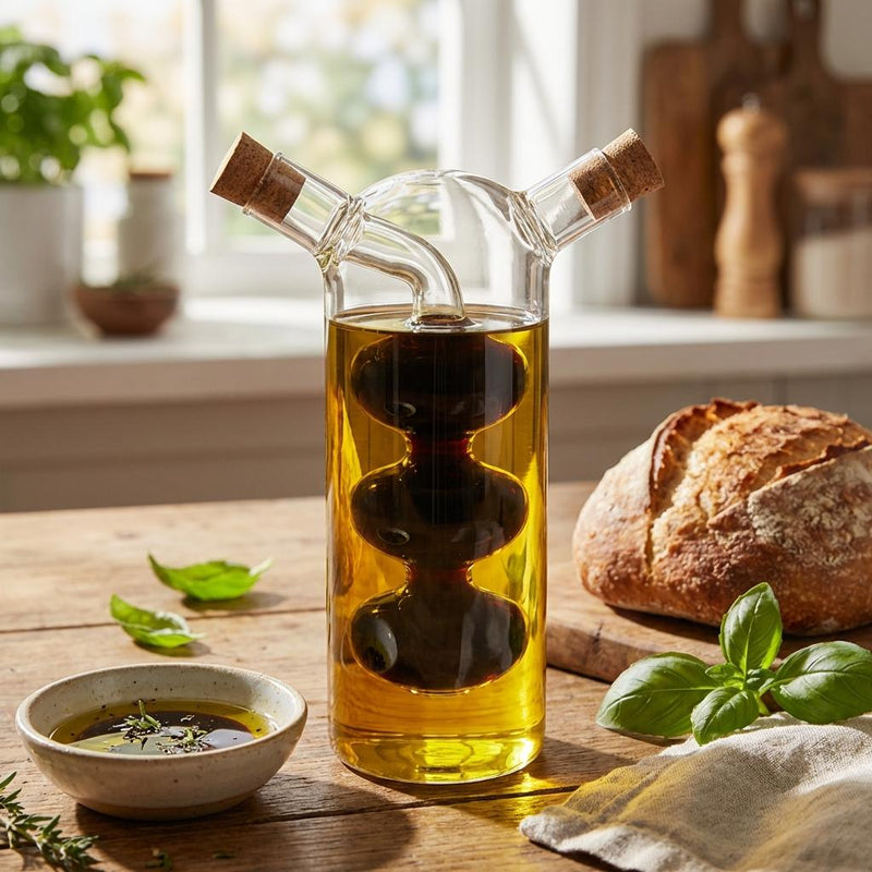 Vague 2 in 1 Oil and Vinegar Glass Bottle