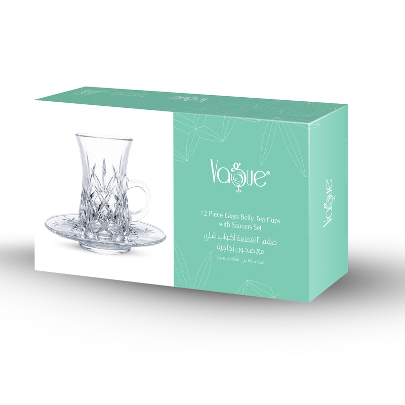 Vague 12 Piece Tea Cups & Saucers Set Frost - Al Makaan Store