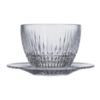 Vague 12 Piece Pudding Glass Bowls with Saucers Stripes - Al Makaan Store