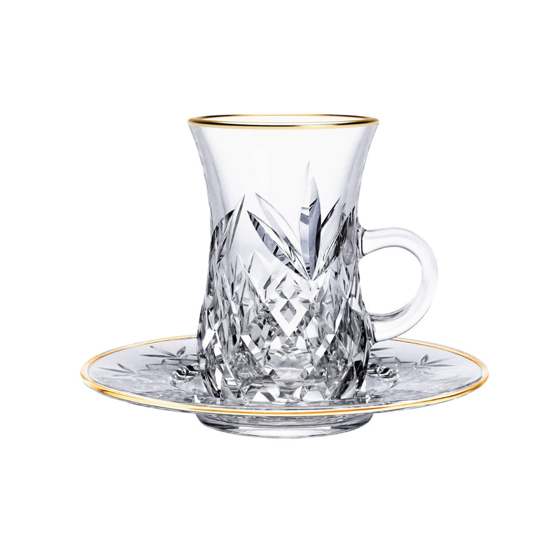 Vague 12 Piece Tea Cups & Saucers Set with Gold Rim Flashing - Al Makaan Store