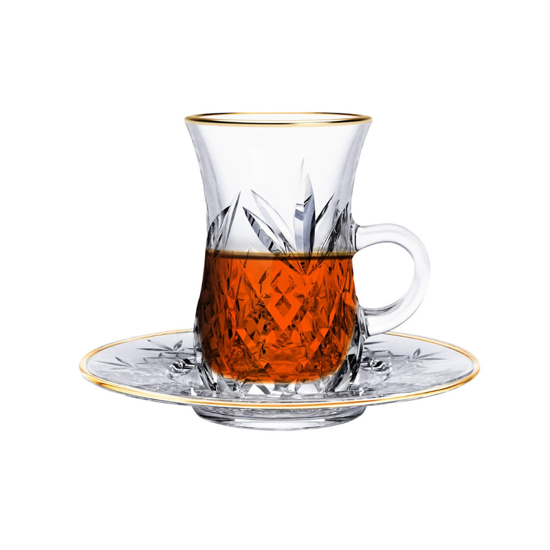 Vague 12 Piece Tea Cups & Saucers Set with Gold Rim Flashing - Al Makaan Store