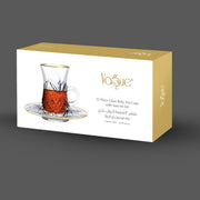 Vague 12 Piece Tea Cups & Saucers Set with Gold Rim Flashing - Al Makaan Store