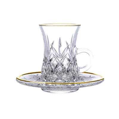 Vague 12 Piece Tea Cups & Saucers Set with Gold Rim Stirling - Al Makaan Store