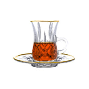 Vague 12 Piece Tea Cups & Saucers Set with Gold Rim Stirling - Al Makaan Store