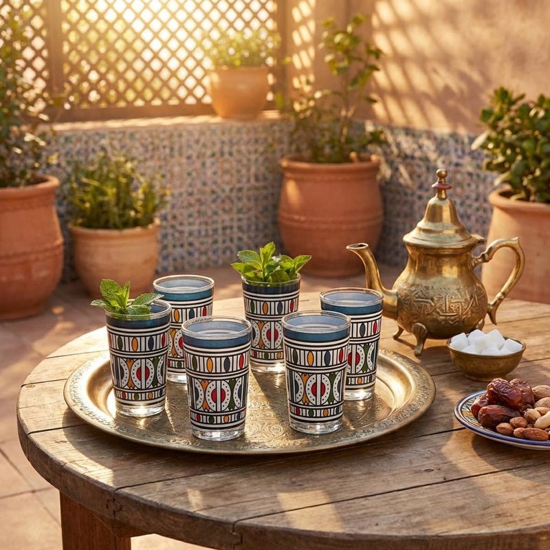 Vague Moroccan Modern Berber Stripes 6 Pcs Tea Glass Set 120 ml