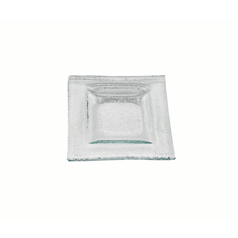 Vague Green Double Square Layer Glass Dish 7 x 1.3 cm - Al Makaan Store