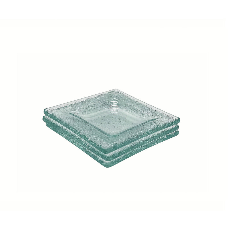 Vague Green Double Square Layer Glass Dish 7 x 1.3 cm - Al Makaan Store