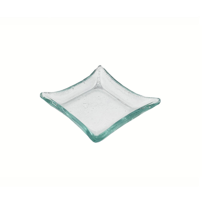 Vague Green Wave Edge Square Glass Dish 6.5 x 1.5 cm - Al Makaan Store