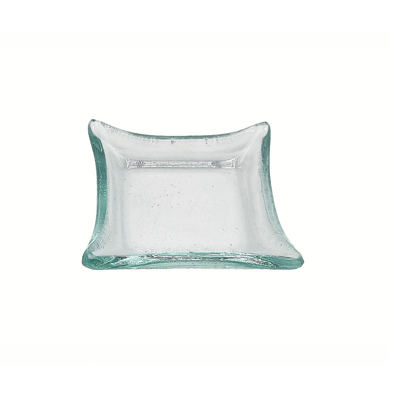 Vague Green Wave Edge Square Glass Dish 6.5 x 1.5 cm - Al Makaan Store
