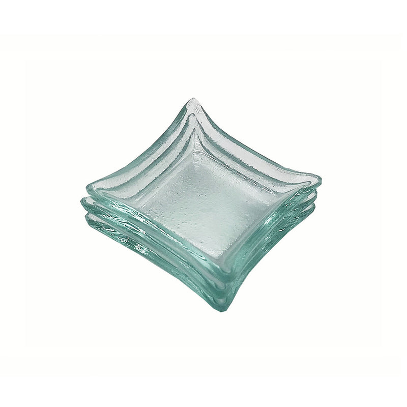 Vague Green Wave Edge Square Glass Dish 6.5 x 1.5 cm - Al Makaan Store
