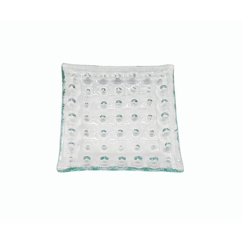 Vague Green Square Bubble Glass Dish 8 x 1 cm - Al Makaan Store