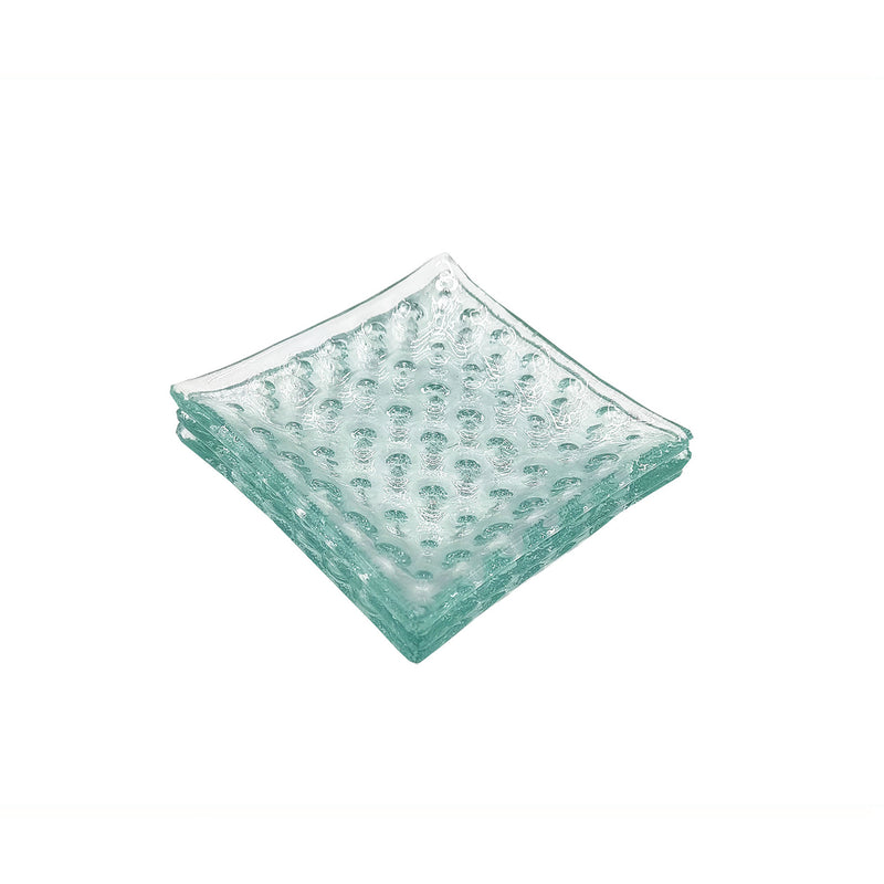 Vague Green Square Bubble Glass Dish 8 x 1 cm - Al Makaan Store