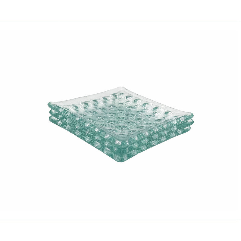 Vague Green Square Bubble Glass Dish 8 x 1 cm - Al Makaan Store
