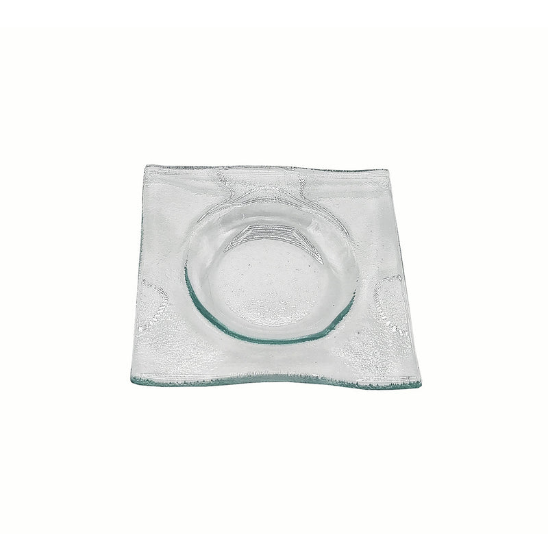 Vague Green Soft Wave Square Glass Dish 9 x 1.4 cm - Al Makaan Store