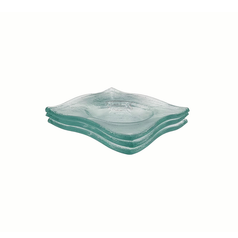Vague Green Soft Wave Square Glass Dish 9 x 1.4 cm - Al Makaan Store