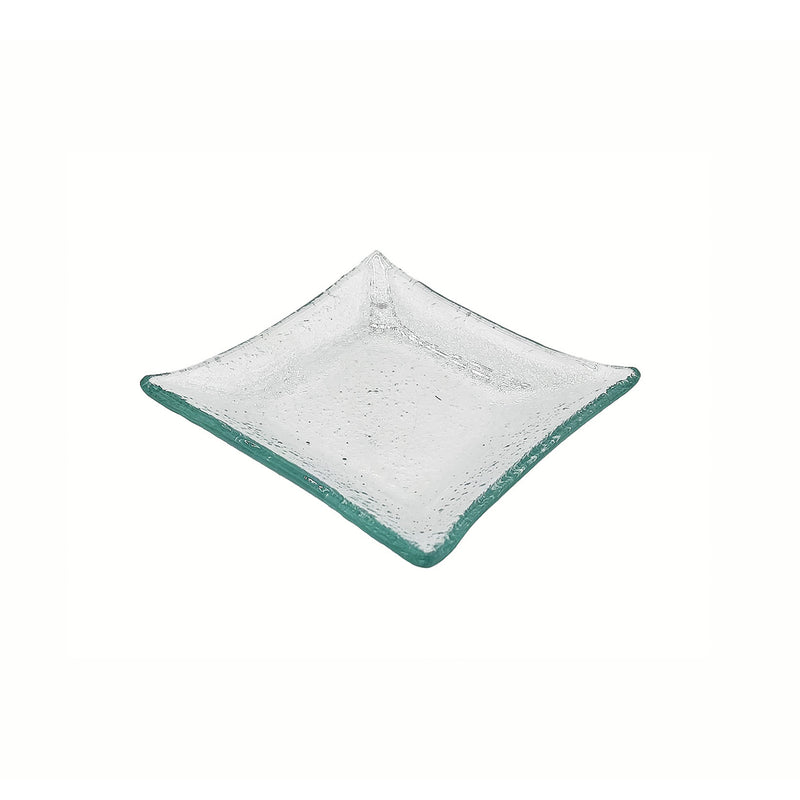 Vague Green Square Plain Deep Glass Dish 10 x 1.7 cm - Al Makaan Store