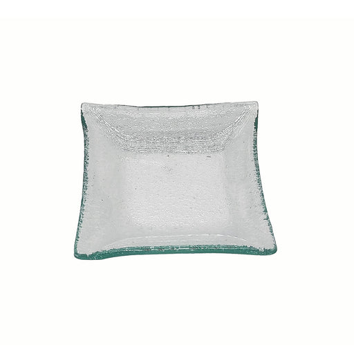 Vague Green Square Plain Deep Glass Dish 10 x 1.7 cm - Al Makaan Store