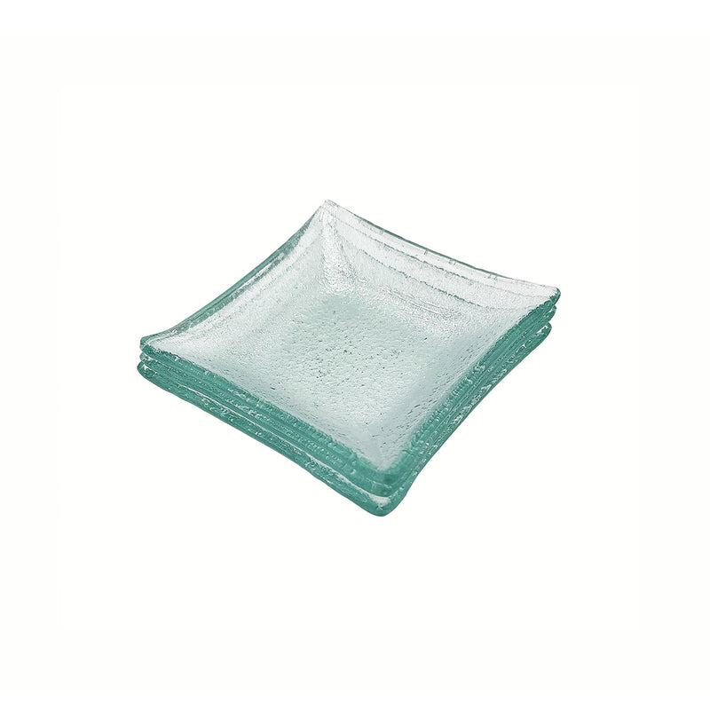 Vague Green Square Plain Deep Glass Dish 10 x 1.7 cm - Al Makaan Store