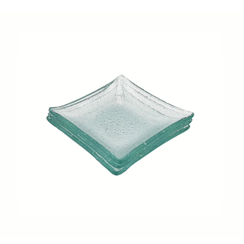 Vague Green Square Plain Deep Glass Dish 10 x 1.7 cm - Al Makaan Store