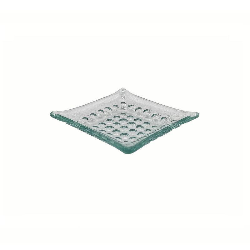 Vague Green Square Dot Glass Dish 9 x 1.7 cm - Al Makaan Store