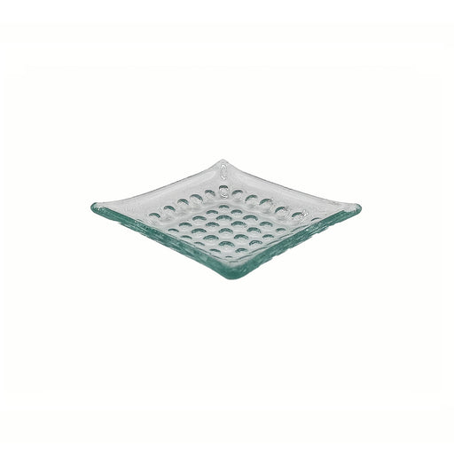 Vague Green Square Dot Glass Dish 9 x 1.7 cm - Al Makaan Store