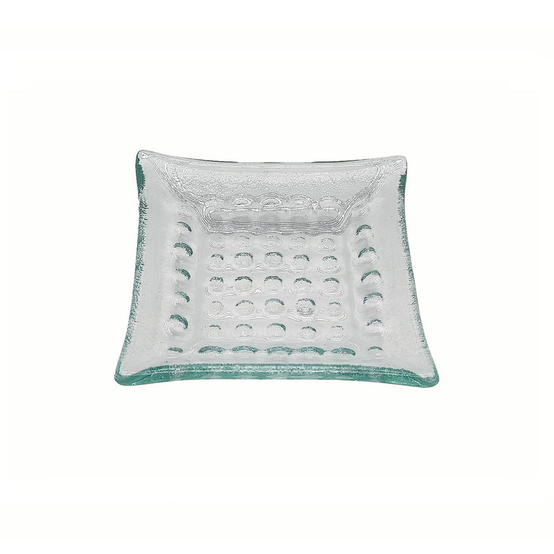 Vague Green Square Dot Glass Dish 9 x 1.7 cm - Al Makaan Store