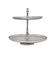 Vague Round Two Tier Aluminium Stand  with Stainless Steel Finish 41 cm - Al Makaan Store