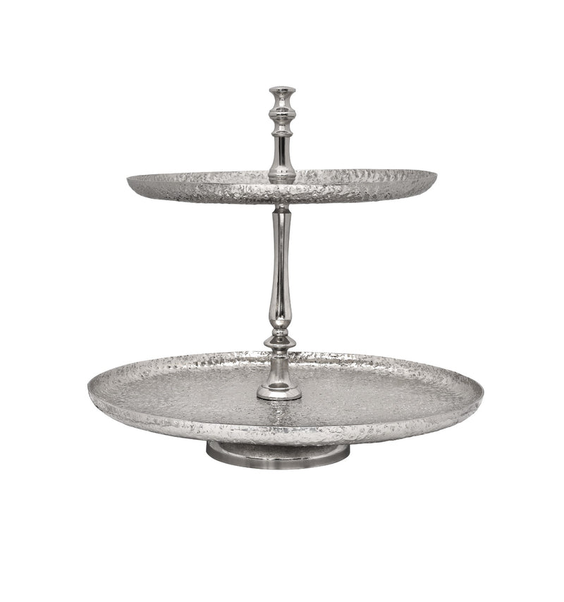 Vague Round Two Tier Aluminium Stand  with Stainless Steel Finish 41 cm - Al Makaan Store
