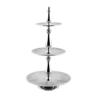 Vague Aluminium Round 3 Tier Stand with Stainless Steel Silver Finish - Al Makaan Store