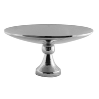 Vague Round Cake Stand Stainless Steel Shiny Finish 32 cm - Al Makaan Store