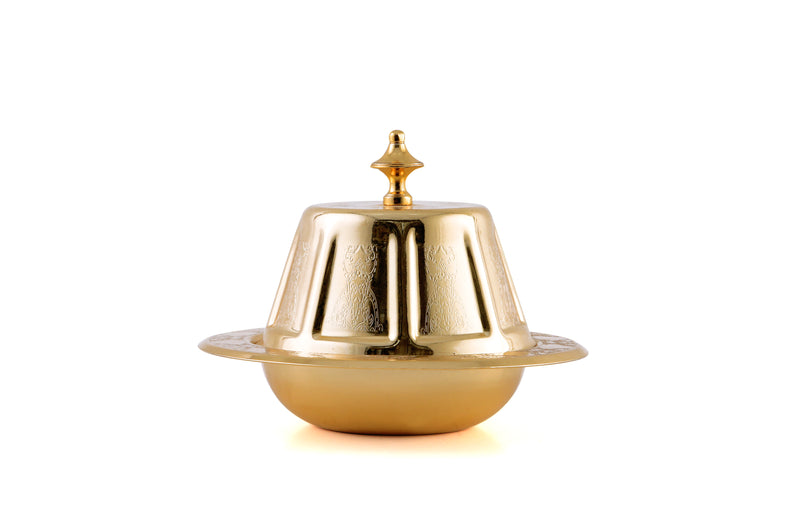 Vague Stainless Steel Gold Ouzi Metal Platter 19 cm - Al Makaan Store
