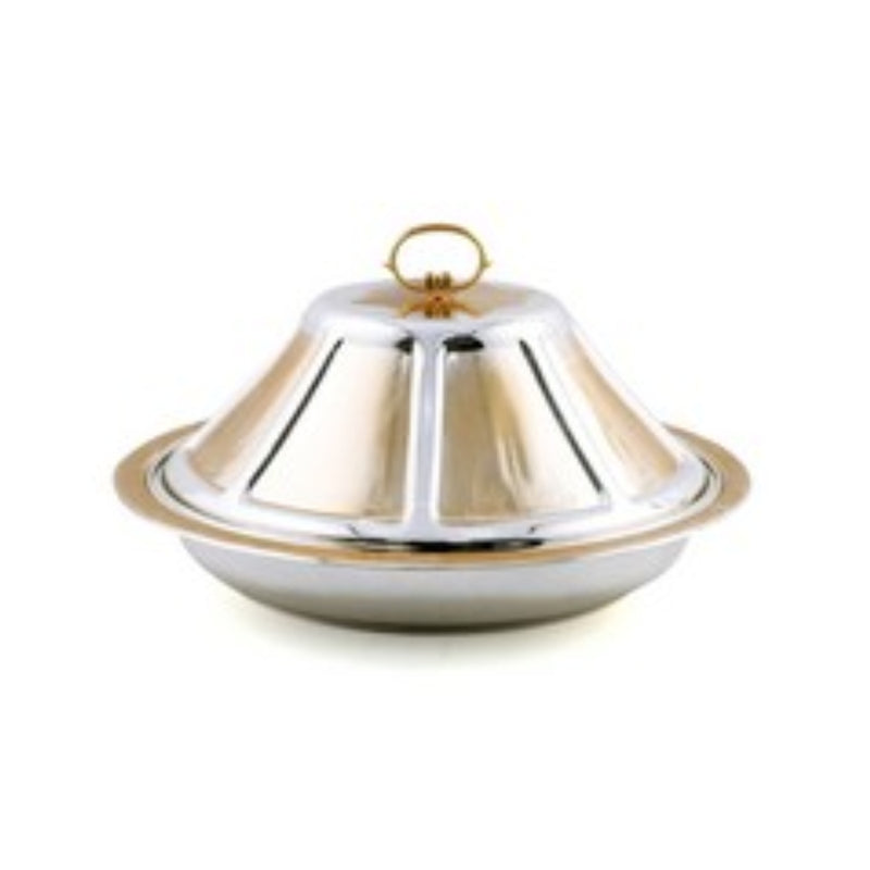 Vague Stainless Steel Gold Ouzi Metal Platter 42 cm - Al Makaan Store