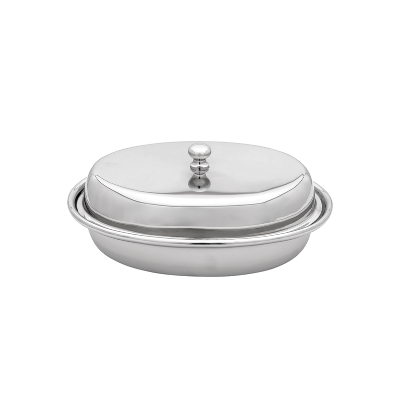 Vague Stainless Steel Entree Dish Oval with Lid - Al Makaan Store