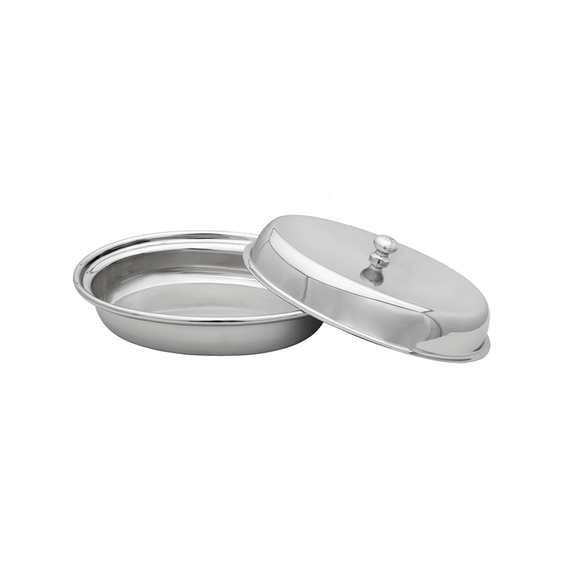 Vague Stainless Steel Entree Dish Oval with Lid - Al Makaan Store