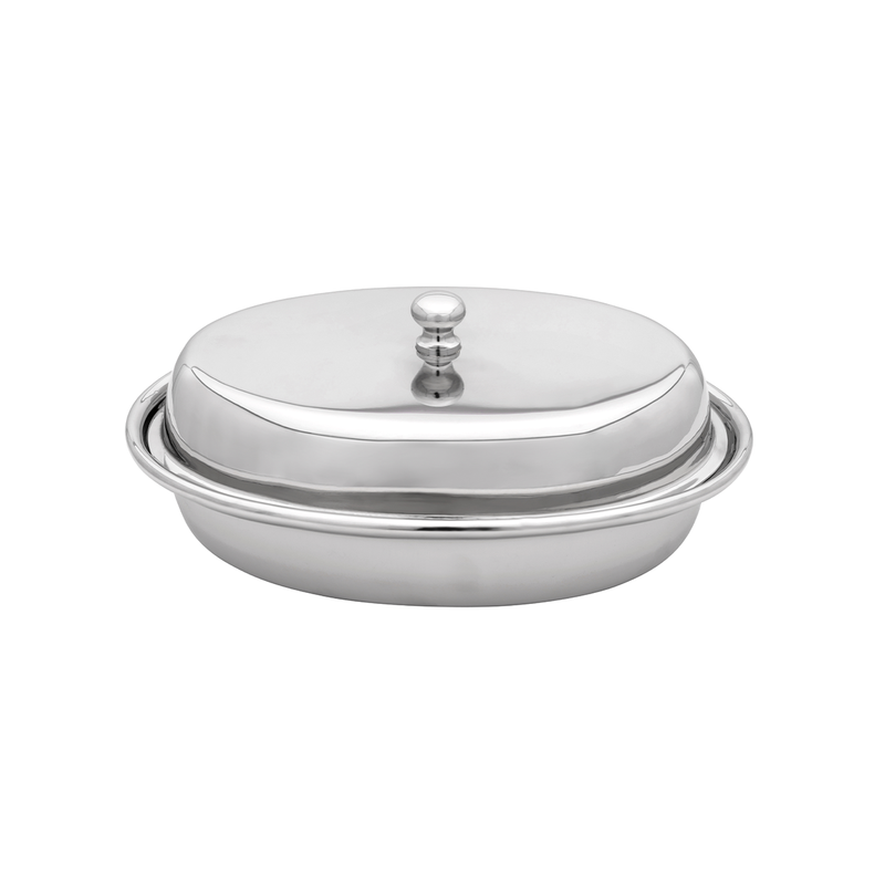 Vague Stainless Steel Entree Dish Oval with Lid - Al Makaan Store