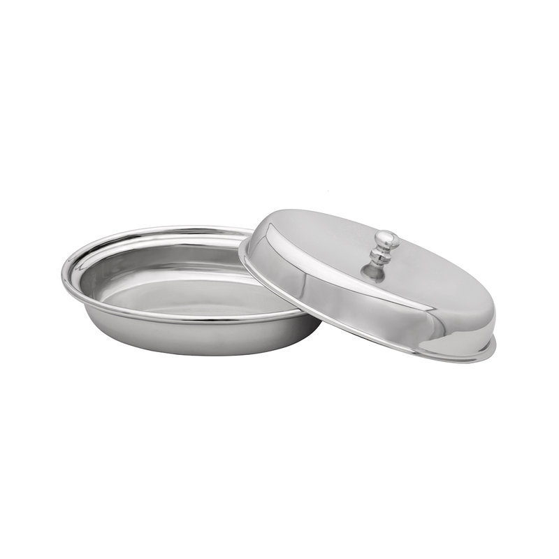 Vague Stainless Steel Entree Dish Oval with Lid - Al Makaan Store