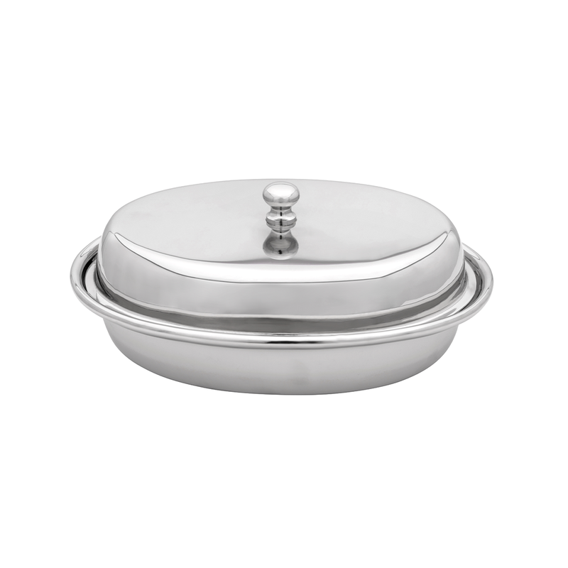 Vague Stainless Steel Entree Dish Oval with Lid - Al Makaan Store
