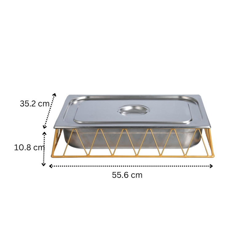 Vague Short Steel 1/1 GN Pan Rectangular Display Stand Riser 55.6 cm x 35.2 cm x 10.8 cm