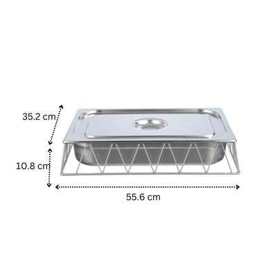 Vague Short Steel 1/1 GN Pan Rectangular Display Stand Riser 55.6 cm x 35.2 cm x 10.8 cm