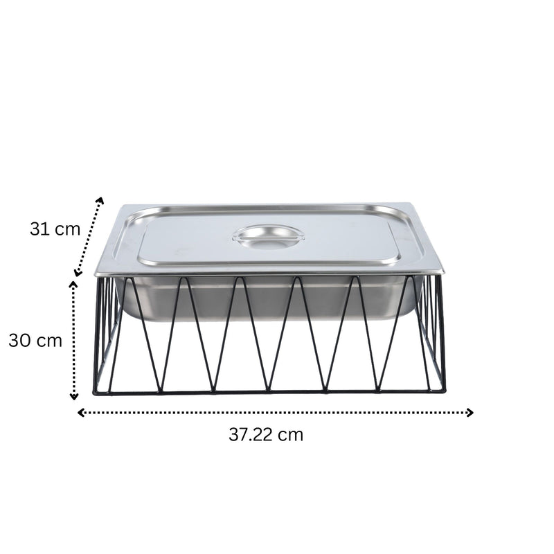 Vague Medium Steel 1/1 GN Pan Rectangular Display Stand Riser 55.6 cm x 35 cm x 20.3 cm