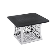 Vague 3 Pcs Luxury Silver Buffet Stand with Black Glass Set - Al Makaan Store
