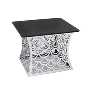 Vague 3 Pcs Luxury Silver Buffet Stand with Black Glass Set - Al Makaan Store