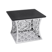 Vague 3 Pcs Luxury Silver Buffet Stand with Black Glass Set - Al Makaan Store
