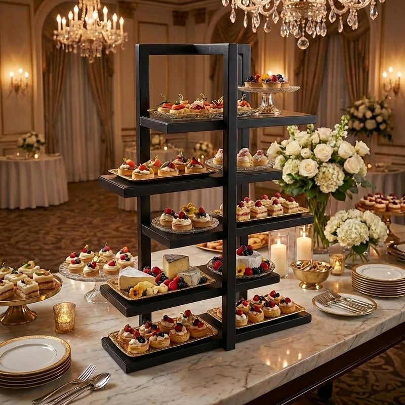 Vague 5 Tier Food Display Stand with Wooden Plates 71 x 33 x H91 cm