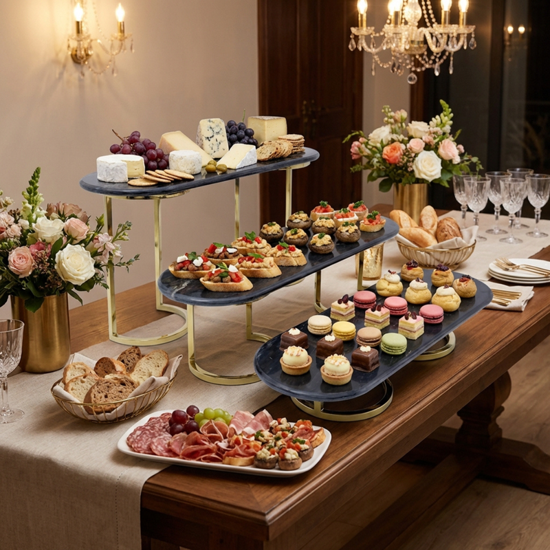Vague 3 Tier Marble Food Display Stand