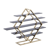 Vague 5 Tier Golden Food Display Stand with Black Glass 70 x 15 x H77 cm - Al Makaan Store