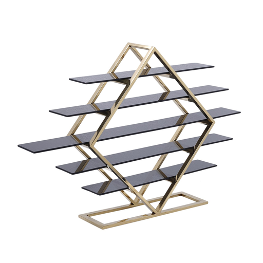 Vague 5 Tier Golden Food Display Stand with Black Glass 70 x 15 x H77 cm - Al Makaan Store